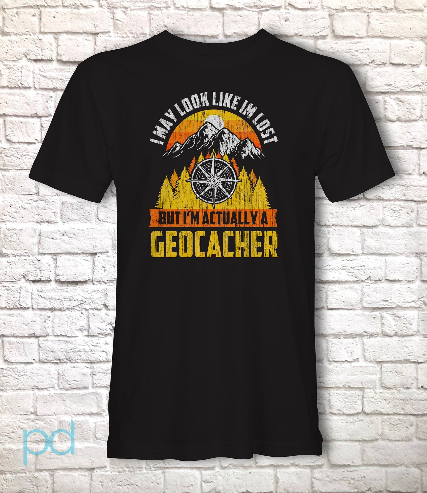 Funny Geocacher T-Shirt, Geocaching Gift Idea, Humorous GPS Satellites Treasure Hunter Graphic Print Tee Shirt Top