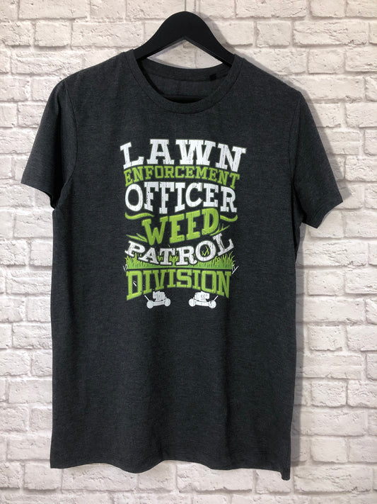 Funny Lawn Mower T-Shirt, Lawn Enforcement Officer Pun Gift Idea, Humorous Grass Cutter Tee Shirt Top
