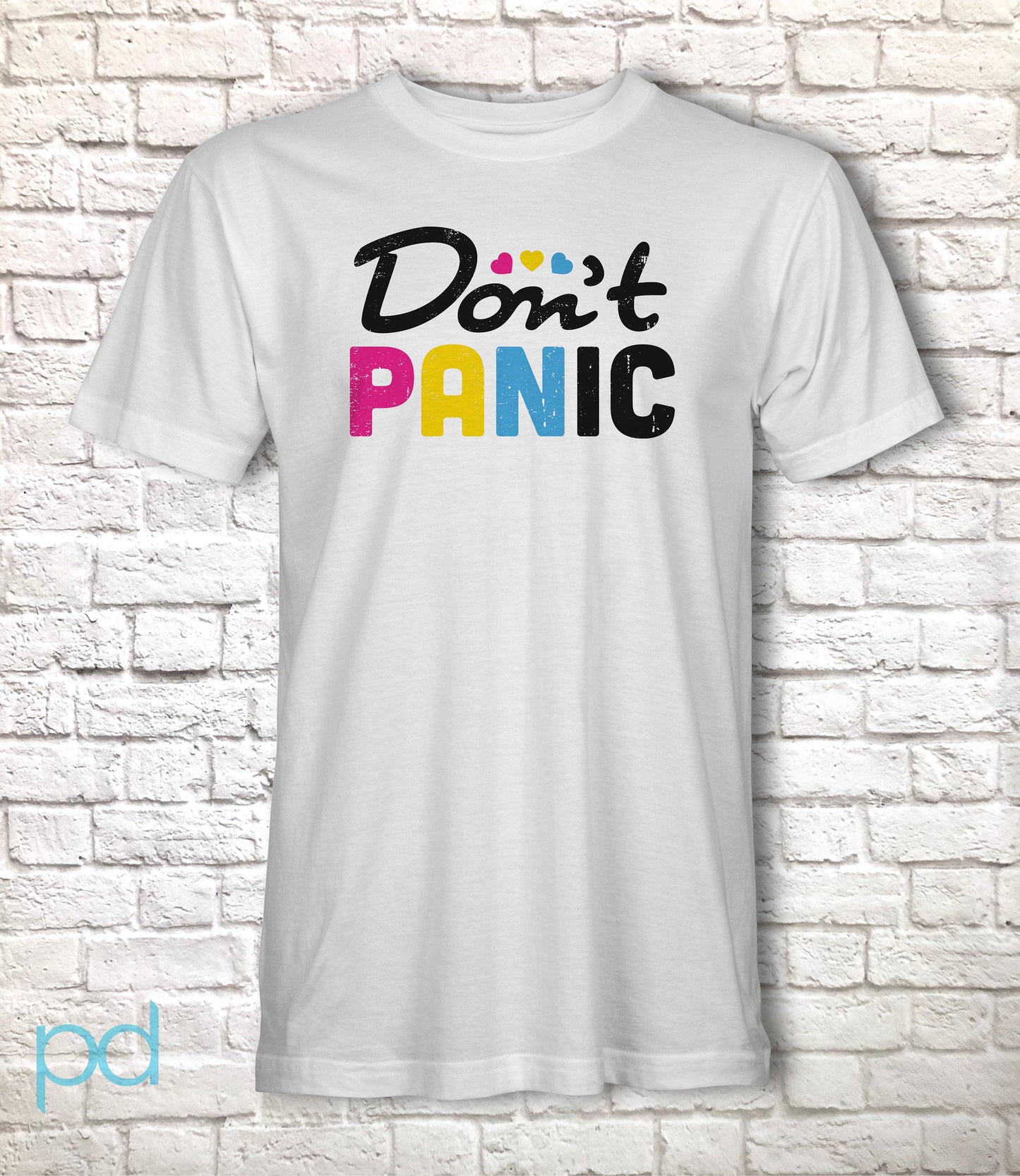 Don&#39;t Panic T-Shirt, Pansexual Pan Pride Gift Idea, LGBTQ+ Pansexuality Support Graphic Print Design Tee Shirt Top