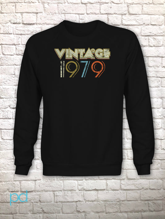 42nd Birthday Sweatshirt, Vintage 1979 Gift Idea, Graphic Print Design Pullover Sweater Top