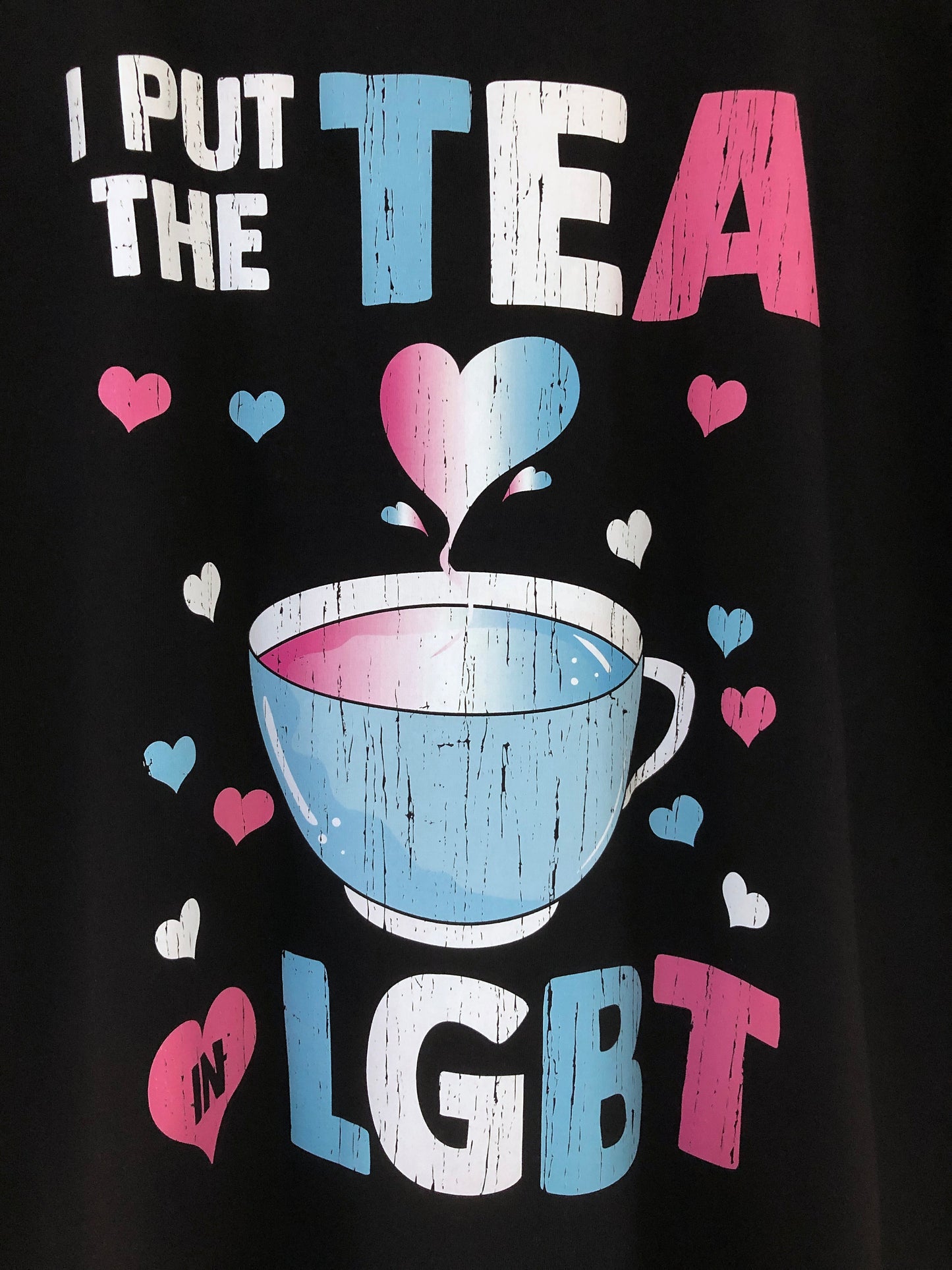 I Put The Tea In LGBT Shirt Fitted Cut Style, Funny Trans Gift Idea, Humorous Transgender Tea Pun Fitted Tee T-Shirt Top