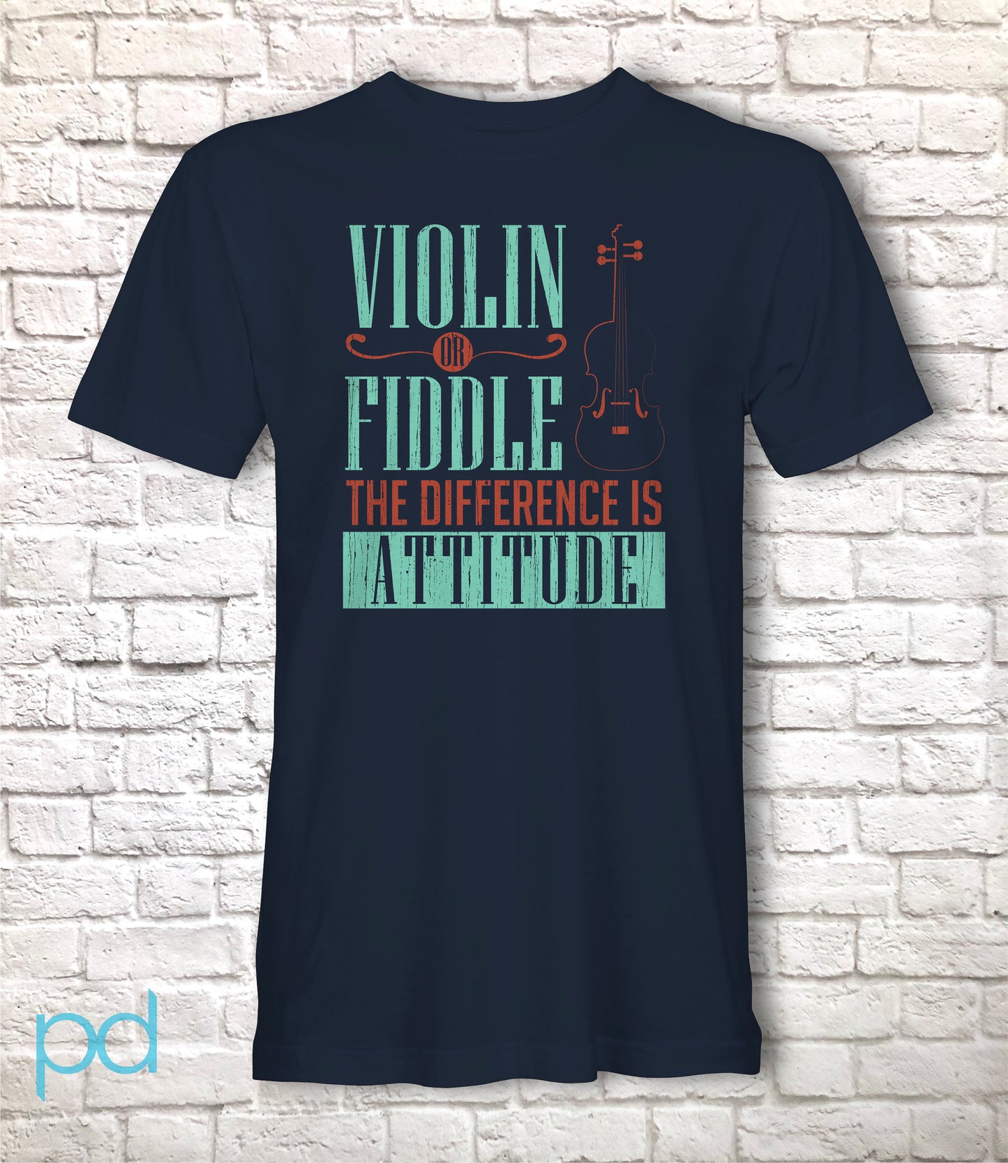 Funny Violin T-Shirt, Violinist Fiddle Player Gift Idea Tee Shirt Top, Violin or Fiddle Dilemma The Difference Is Attitude