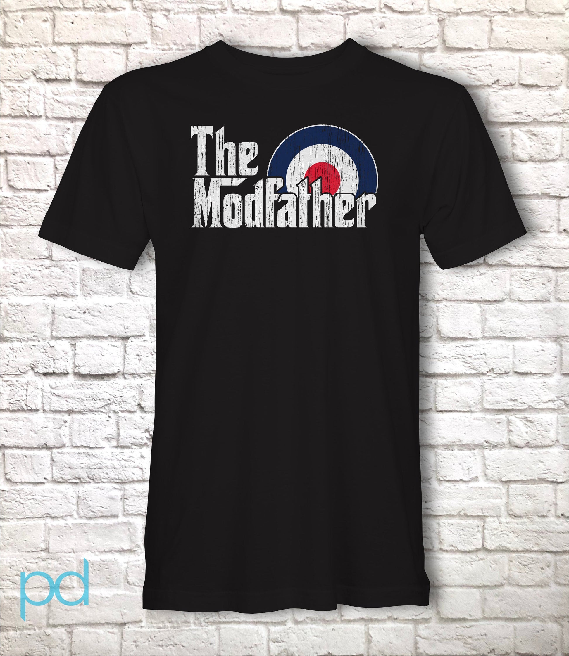 The Modfather T Shirt, RAF Roundel Pun Gift Idea, Humorous Parody T-Shirt