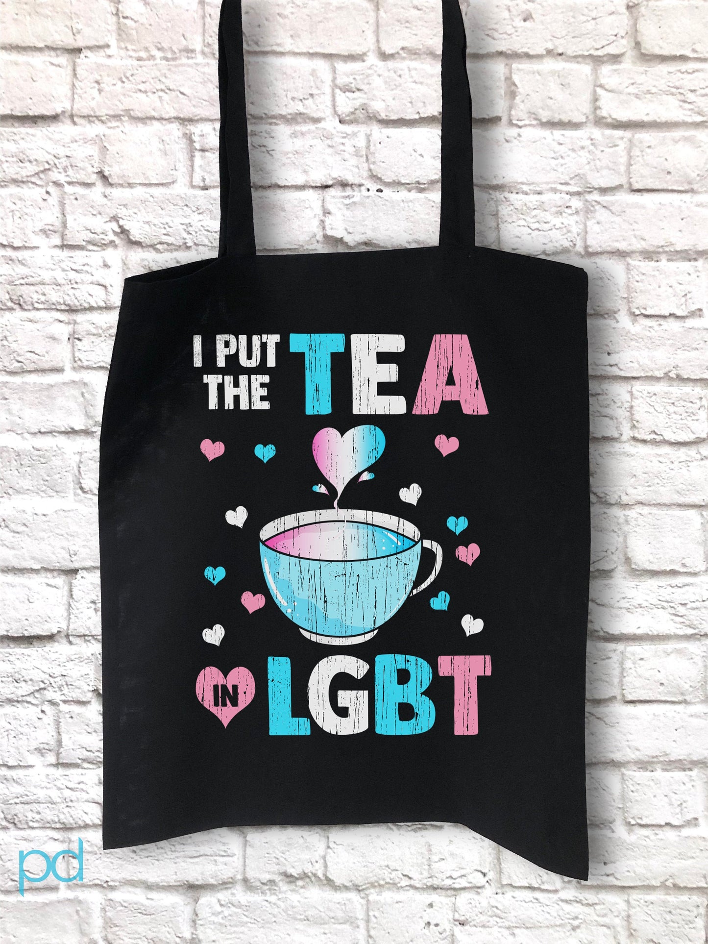 I Put The Tea In LGBT Tote Bag, Funny Trans Gift Idea, Humorous Transgender Reusable Shopping Carrier Bag