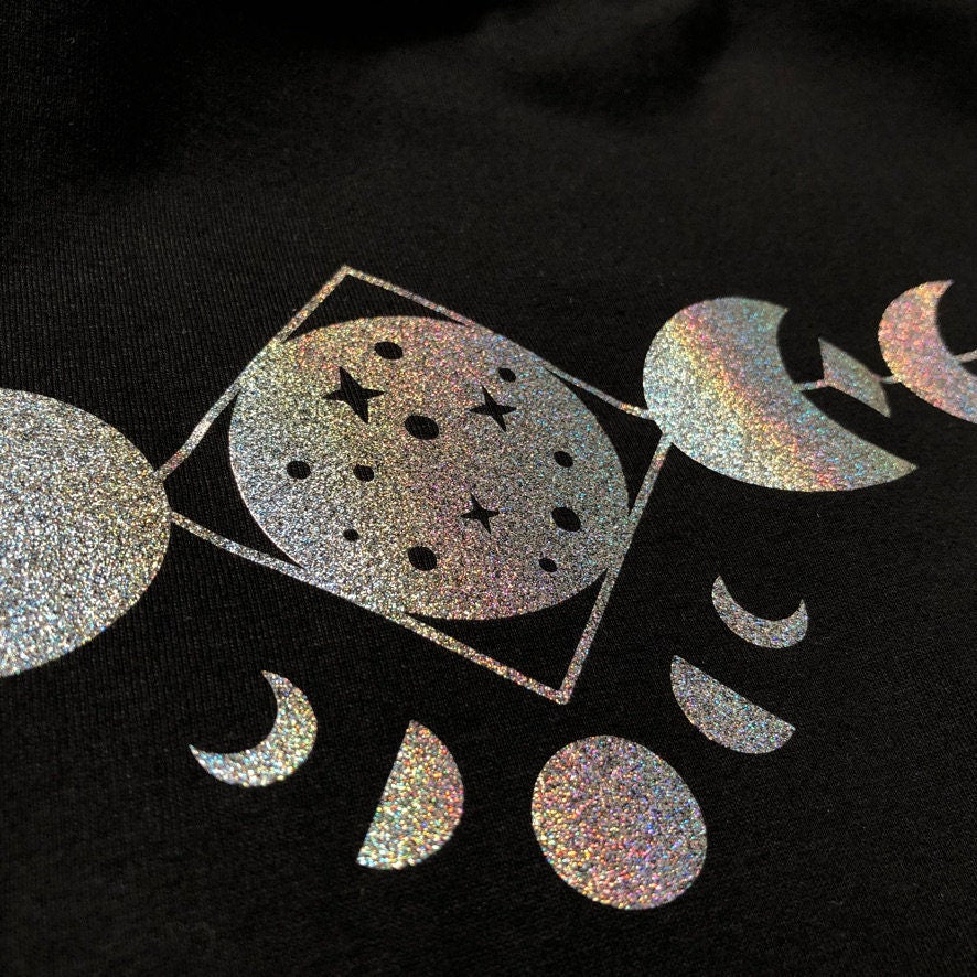 Moon Phases Shirt, Boho Celestial Moon Tee, Metallic Glittery Moon Phases Birthday Gift T-Shirt Unisex Tee Shirt Top