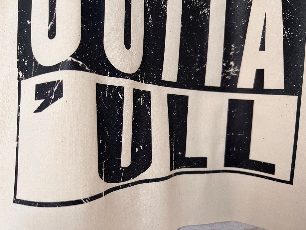 Funny Hull Tote, Straight Outta 'ull (Hull) White Funny Compton NWA Style Organic Cotton/Denim Tote Bag