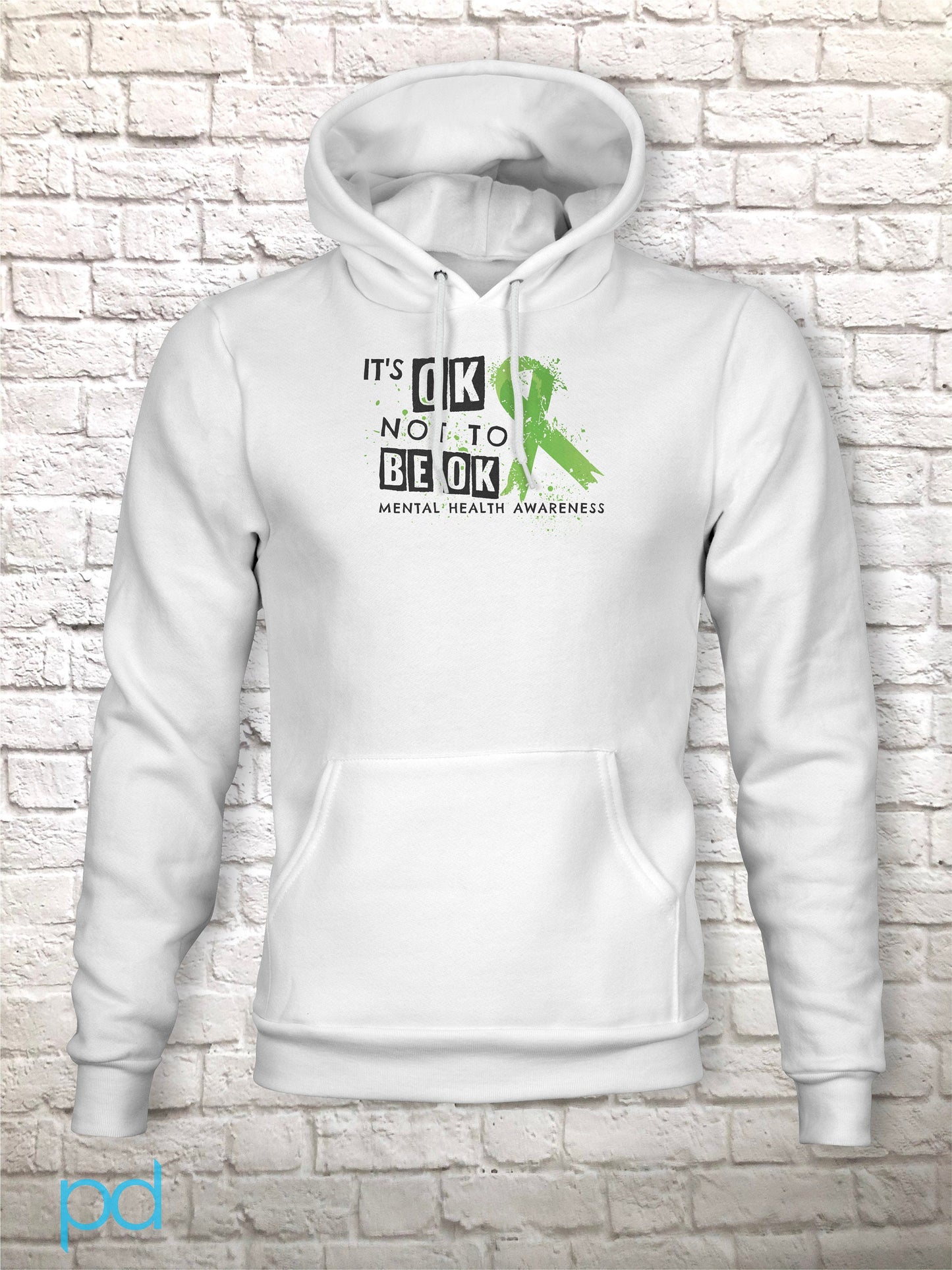 Mental Health Hoodie, It's OK Not To Be OK, Long Sleeve Awareness Hooded Sweatshirt Hoody